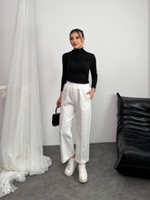 Beli Lastikli Scuba Kumaş Pantolon 8935 - Beyaz